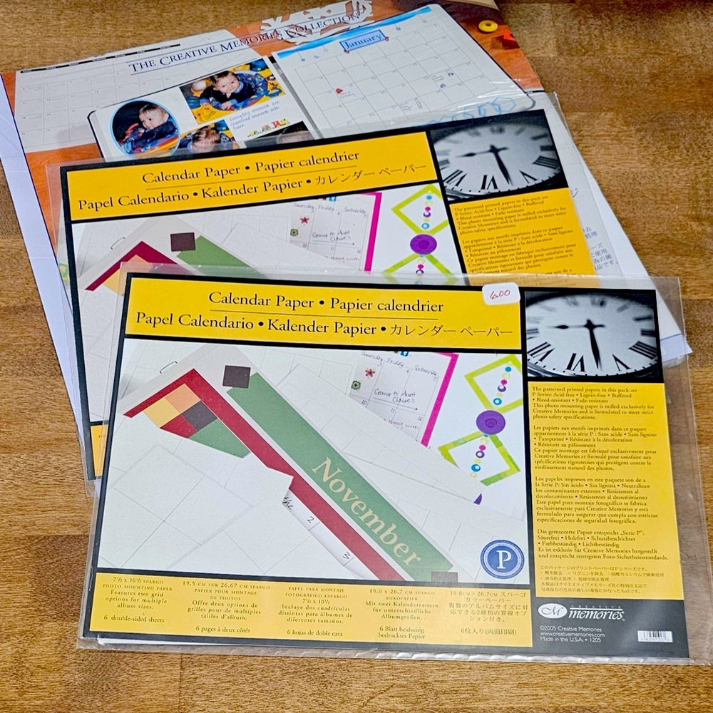 Creative Memories calendar pages. New with price tag.